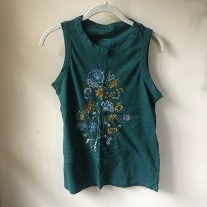 Lucky brand embroidered teal tank top